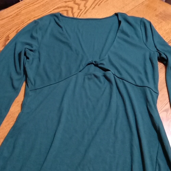 HALARA GREEN Dress Women LARGE New Casual COCKTAIL Party Long Sleeves RIBBED zz - Picture 2 of 9